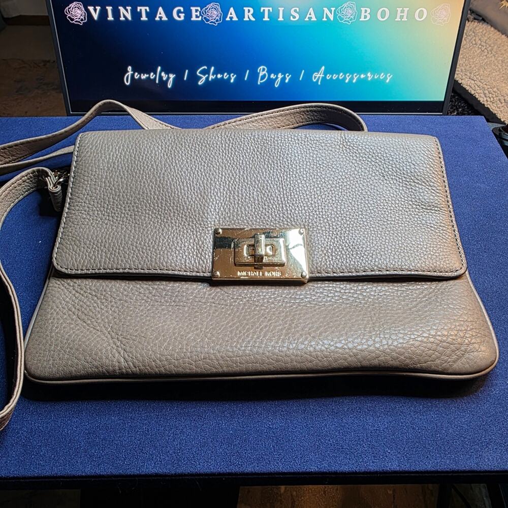 MICHAEL Michael Kors Gray Leather Crossbody Bag Strap Plus Chain - Picture 2 of 16
